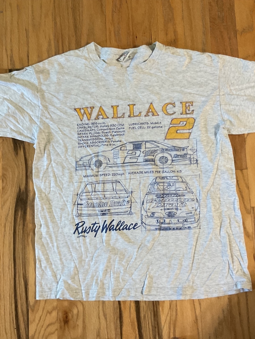 Vintage Rusty Wallace #2 Racing Graphic T-Shirt XL 90s Made in USA
